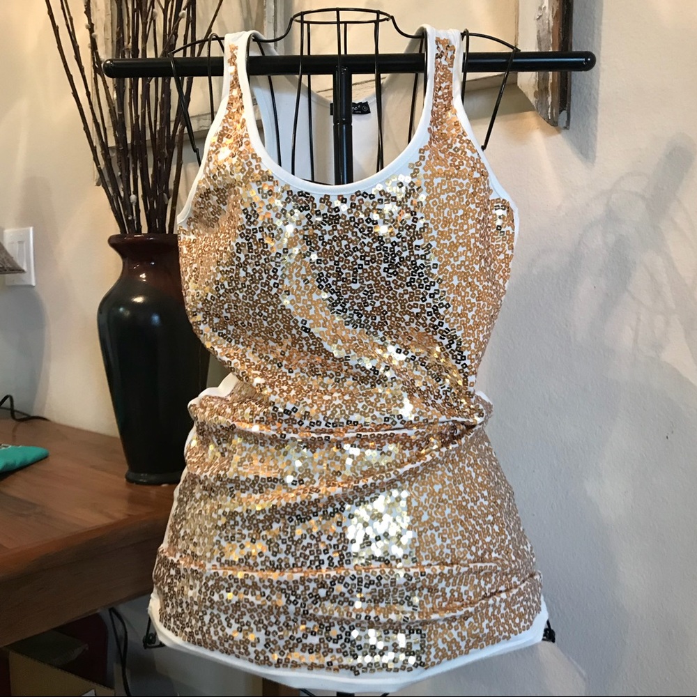 Gold Sequin Tank Top - New - Size Large